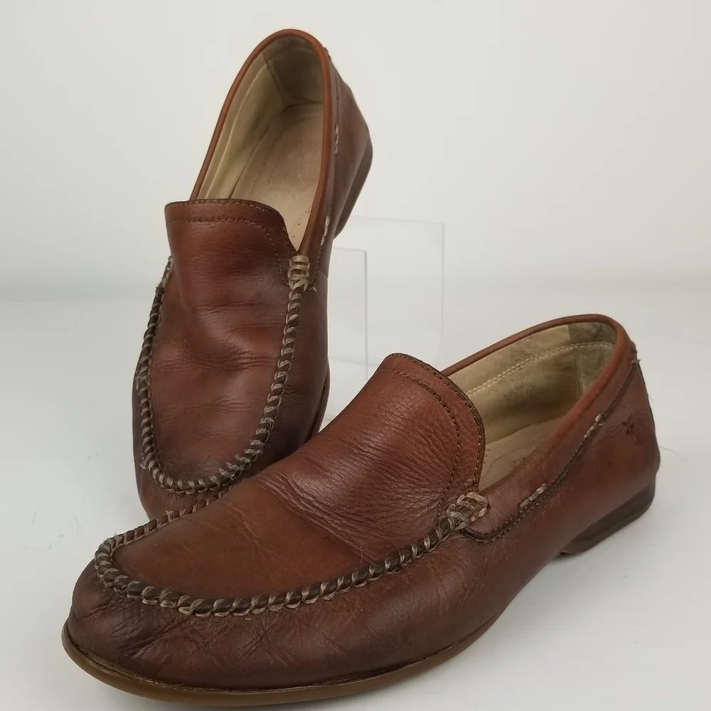 Frye Lewis‎ Venetian Driving Loafers Brown Leather Slip On Shoes Mens 8